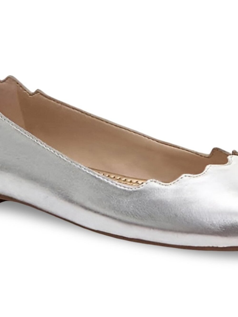 Sam Edelman Finnegan Metallic Silver Scalloped Ballet Flats 8.5